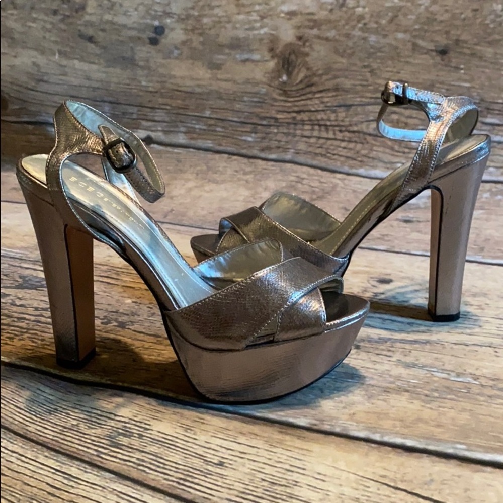 Women’s BCBG silver platform heels